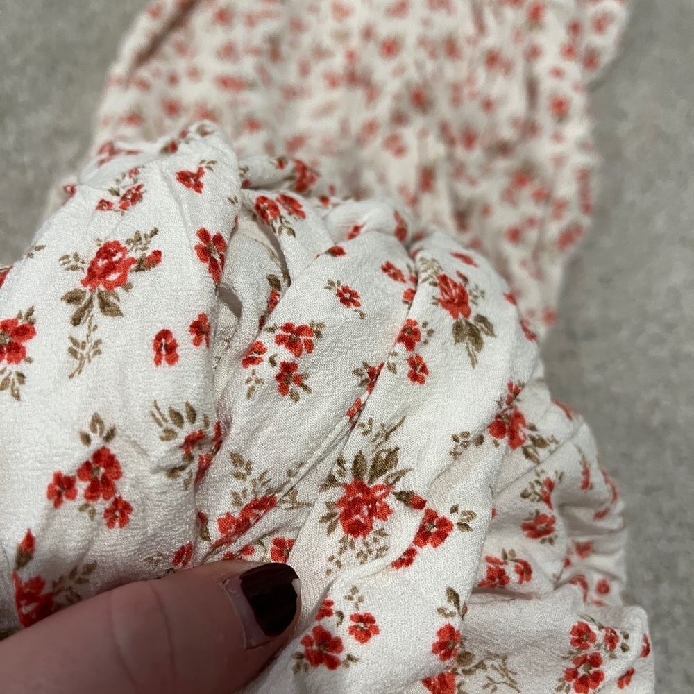 Reformation Cream Midi Dress with Red Floral Print - Picture 3 of 7